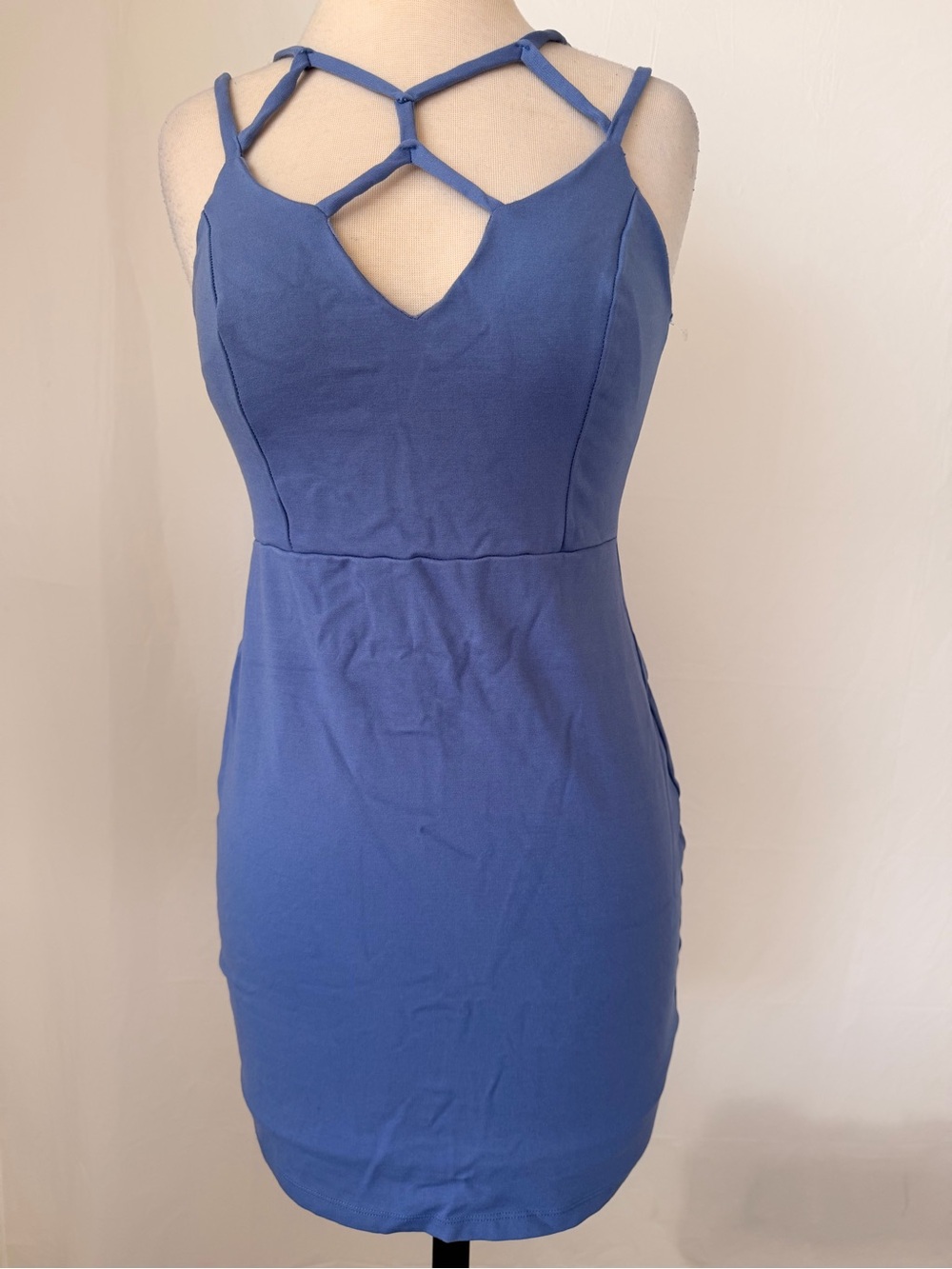 Solemio Blue Strappy Bodycon Dress